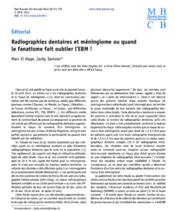 Radiographie dentaire montrant un méningiome, illustrant l'importance du diagnostic précis en odontologie.